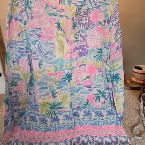 Lilly Pulitzer Pastel Tropical Print Blouse